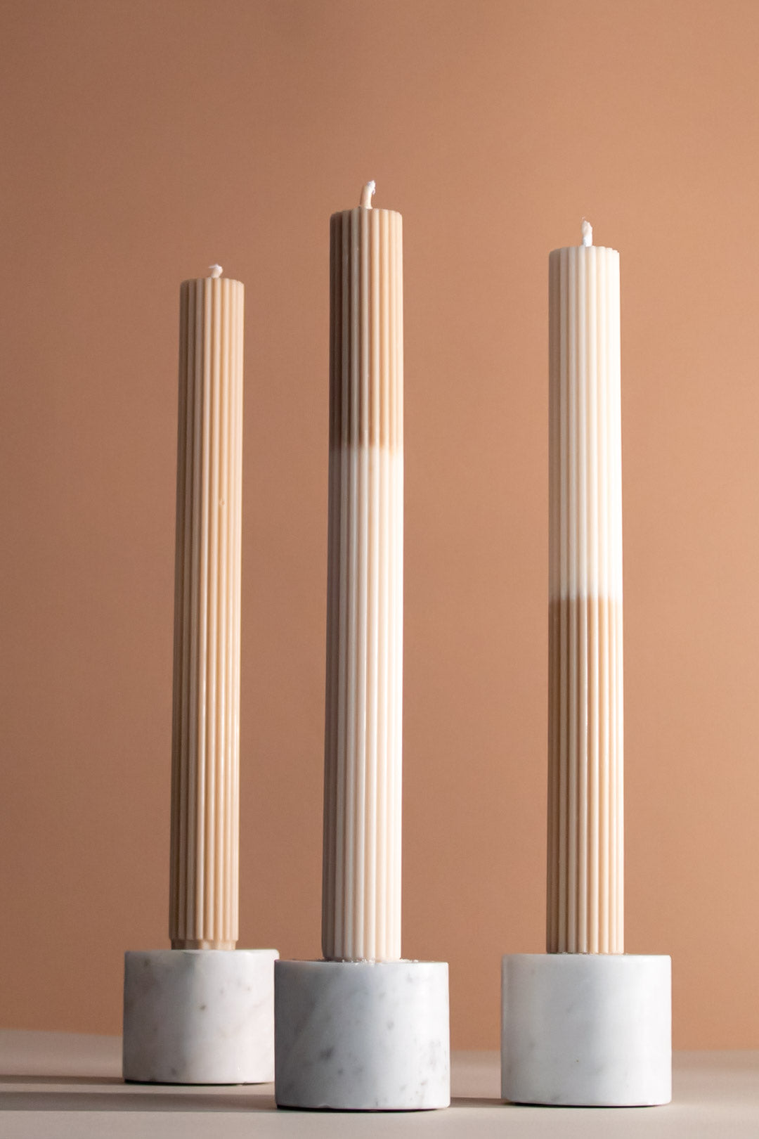 Dinner Candles Set 3 Pieces Taupe