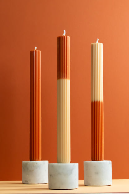 Dinner Candles Set 3 Pieces Rust Orange